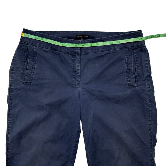 EILEEN FISHER Washed Blue Wide Leg Crop Cotton Blend Pants Size Medium #S4WE0-3 - Picture 6 of 11